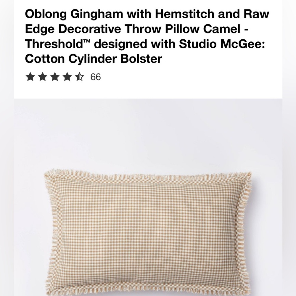 Oblong Gingham with Hemstitch and Raw Edge Decorative Throw Pillow from Threshol